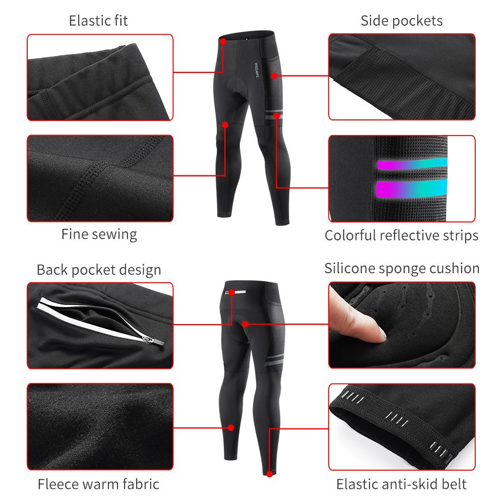 Wosawe Winter Men Cycling Set Thermal Fleece Soft Shell Jacket High Stretch Bicycle Riding Long Pants Warm Outdoor Sports Wear