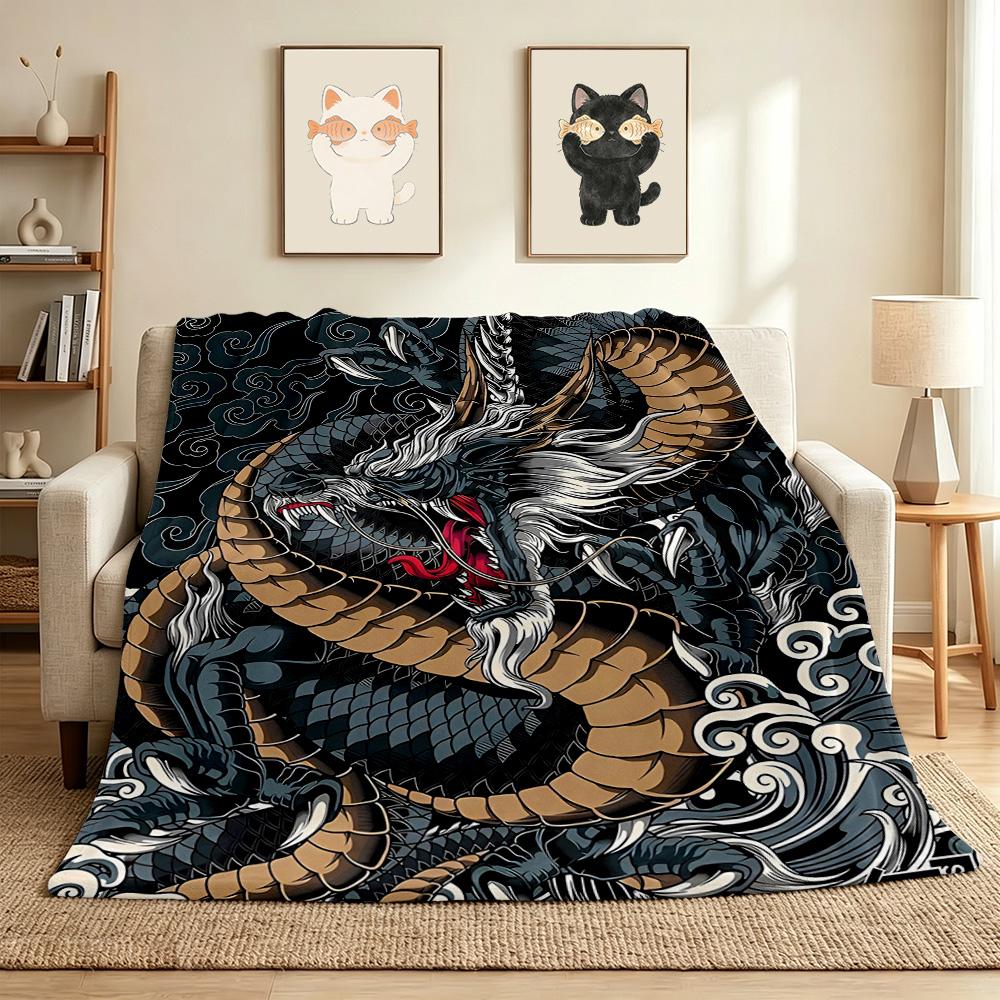 Dragon Art Flannel Blanket Throw Blanket Soft Warm Sofa Bed Camping Car home Decor Unique Christmas Gift C930206