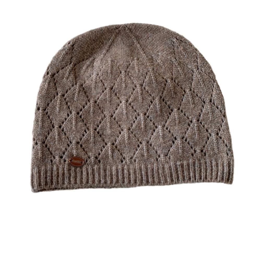 New small gold buckle hollow rhombus mesh knitted hat women's autumn elastic casual versatile bag head hat cold hat