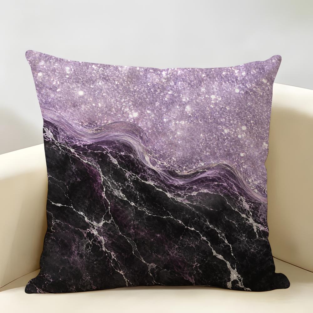 Glitter Marble Gradient Cushion Cover Durable Hypoallergenic Organic Linen Short Pillow Cover Washable