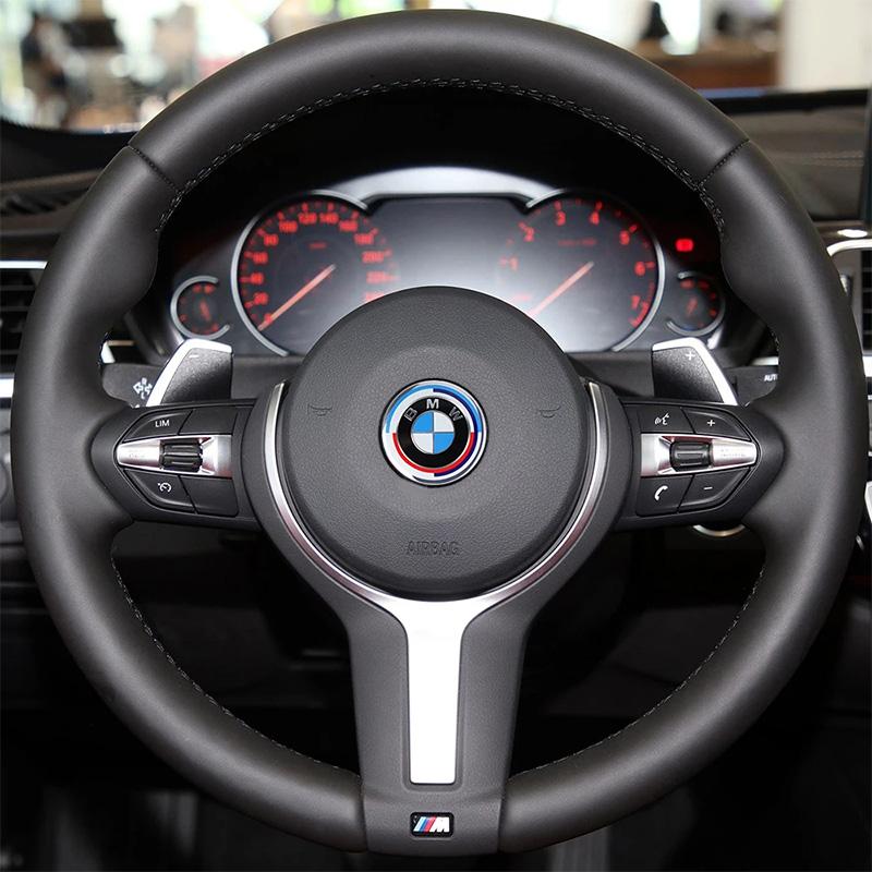 2026 Hot 1PC Car Steering Wheel Logo Emblem Aluminum Sticker For BMW M3 M4 M5 G42 G30 G20 E39 E36 E87 E53 F44 F07 F34 G15 G16 G23 G22 F30 CVB3