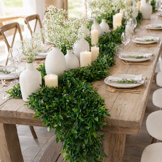 1/2/3Pcs 7.5M Artificial Green Leaf Garland, UV Resistant Hanging Faux Greenery Rattan, Realistic Fake Green Plants Vine for Wedding Party Home Decor