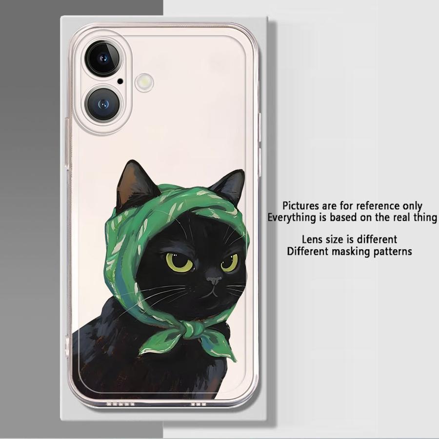 Мультяшный кот Мягкий чехол для телефона для iPhone 17 Pro Max Air 7 8 16 11 14 Plus XS Max XR 12 Mini 15 13 Pro