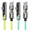 Быстрозарядный USB-C кабель 240 Вт со складной подставкой для телефона, двойная головка USB-A и USB-C, быстрое зарядное устройство, силиконовый, не запутывающийся, шнур для зарядки с передачей данных 480 Мбит/с