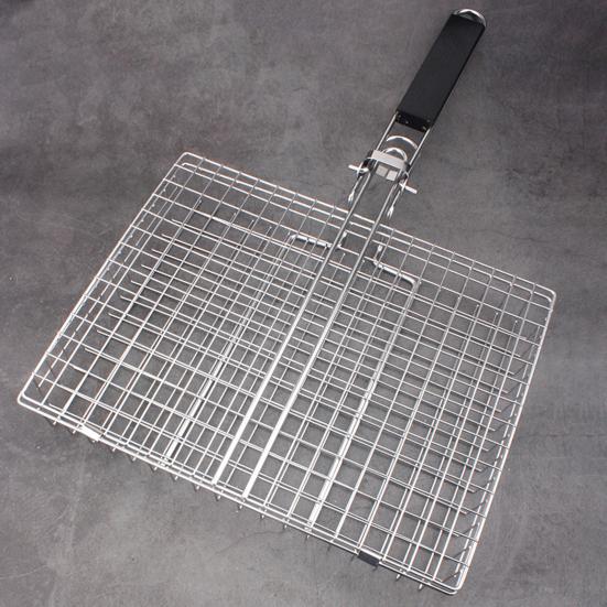 Fish Vegetable Grill Basket Stainless Steel BBQ Grilling Basket Portable Folding Barbecue Camping Grilling Rack for Fish Vegetables Shrimp