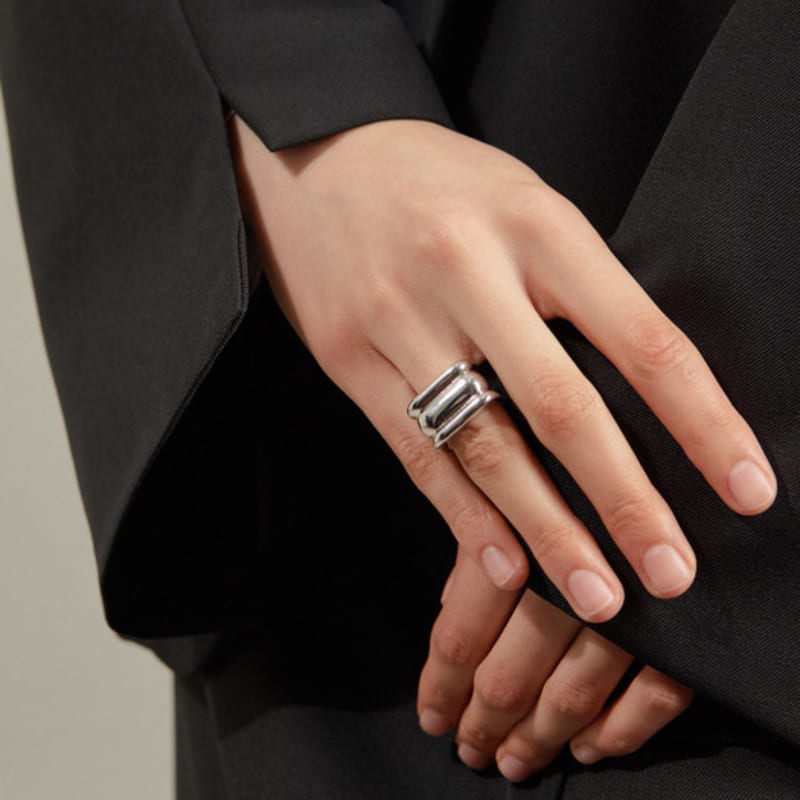 FINNLEE THREE LINE RING / Silver