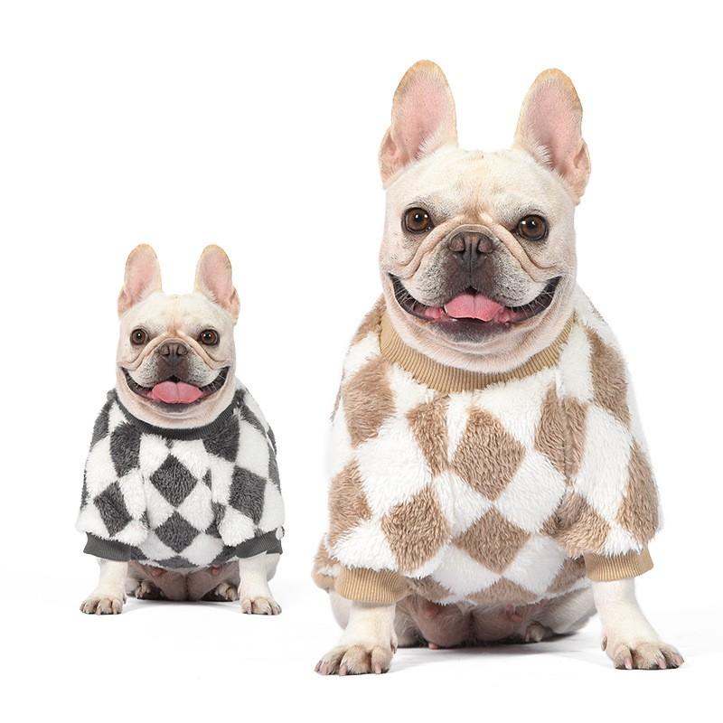 Winter Pet Hoodie Dogs - Plaid Fleece Dog Sweater In Casual Style S To XXL