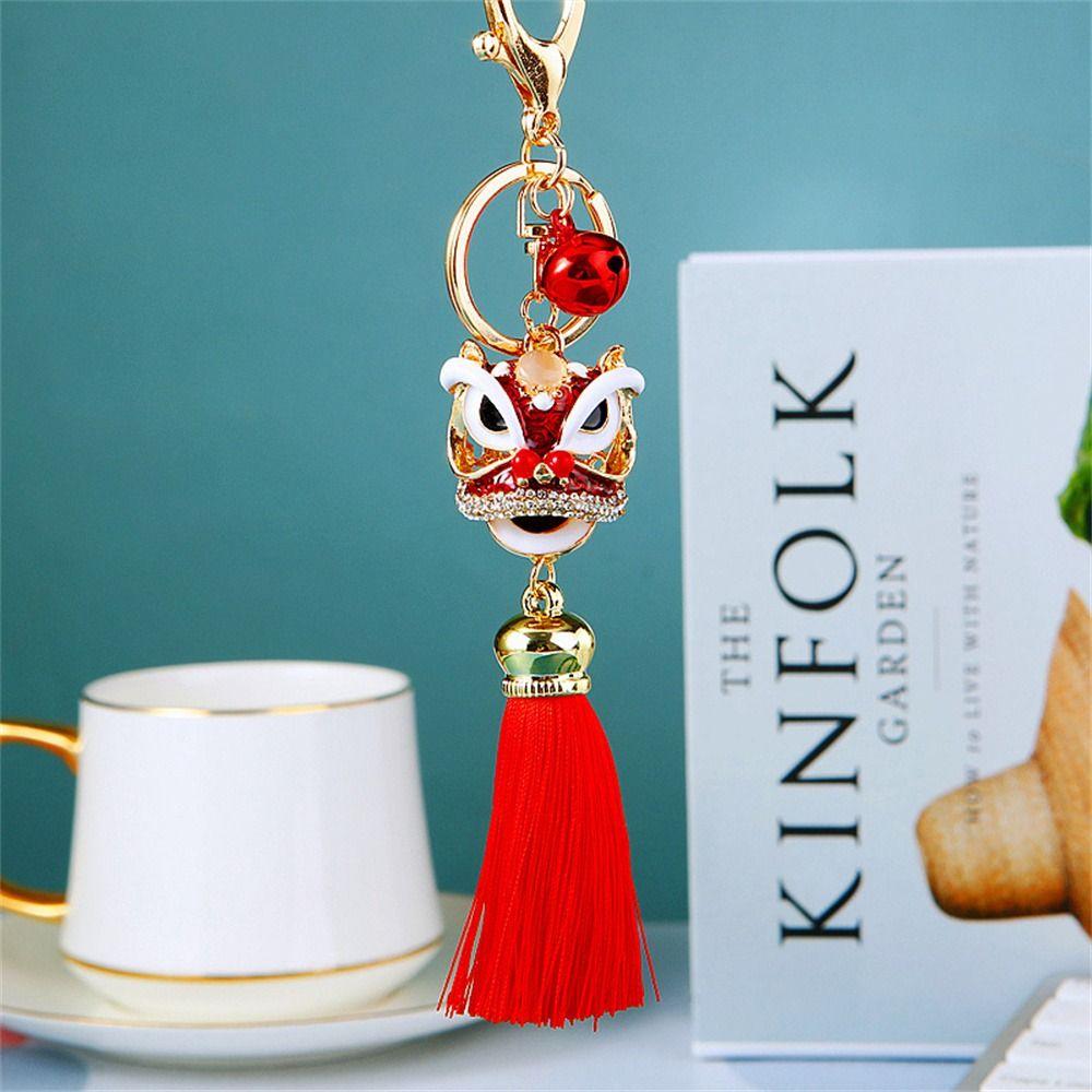 Ancient Mascot Lion Wake Keychain Chinese Style Lion Dance Keychain   Women Bags Holder