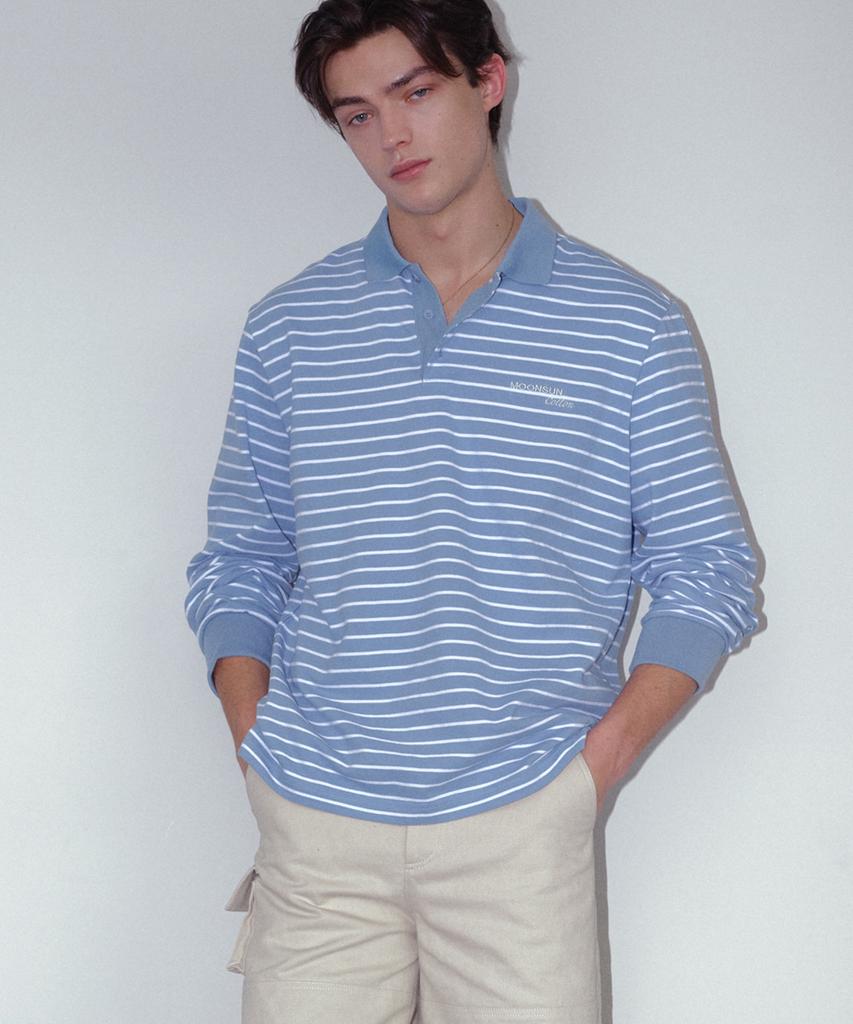 MOONSUN 01 M.C Unisex, Stripe Pk Shirt / Sky