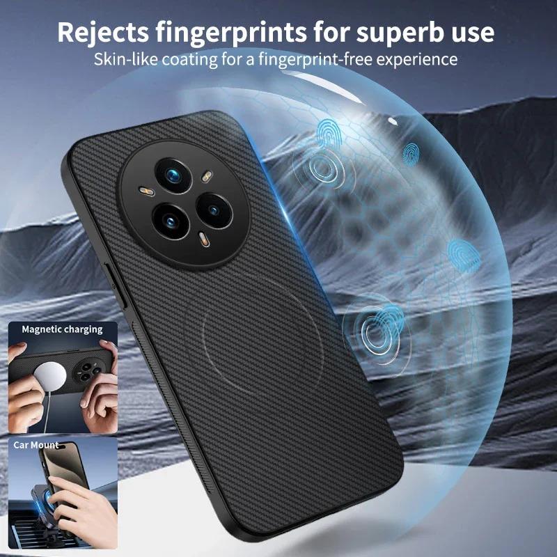 Carbon Fiber Texture Phone Case For Realme 14X 14 Pro Plus 5G Magnet Wireless Charging Shockproof Silicone Soft Back Cover Cases