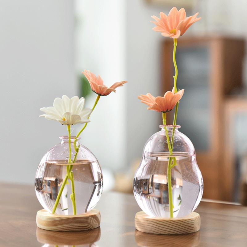 Creative New Bubble Vase Hydroponic Glass Vase Transparent Pink Flower Arrangement Table Decoration Aromatherapy Bottle Ornament