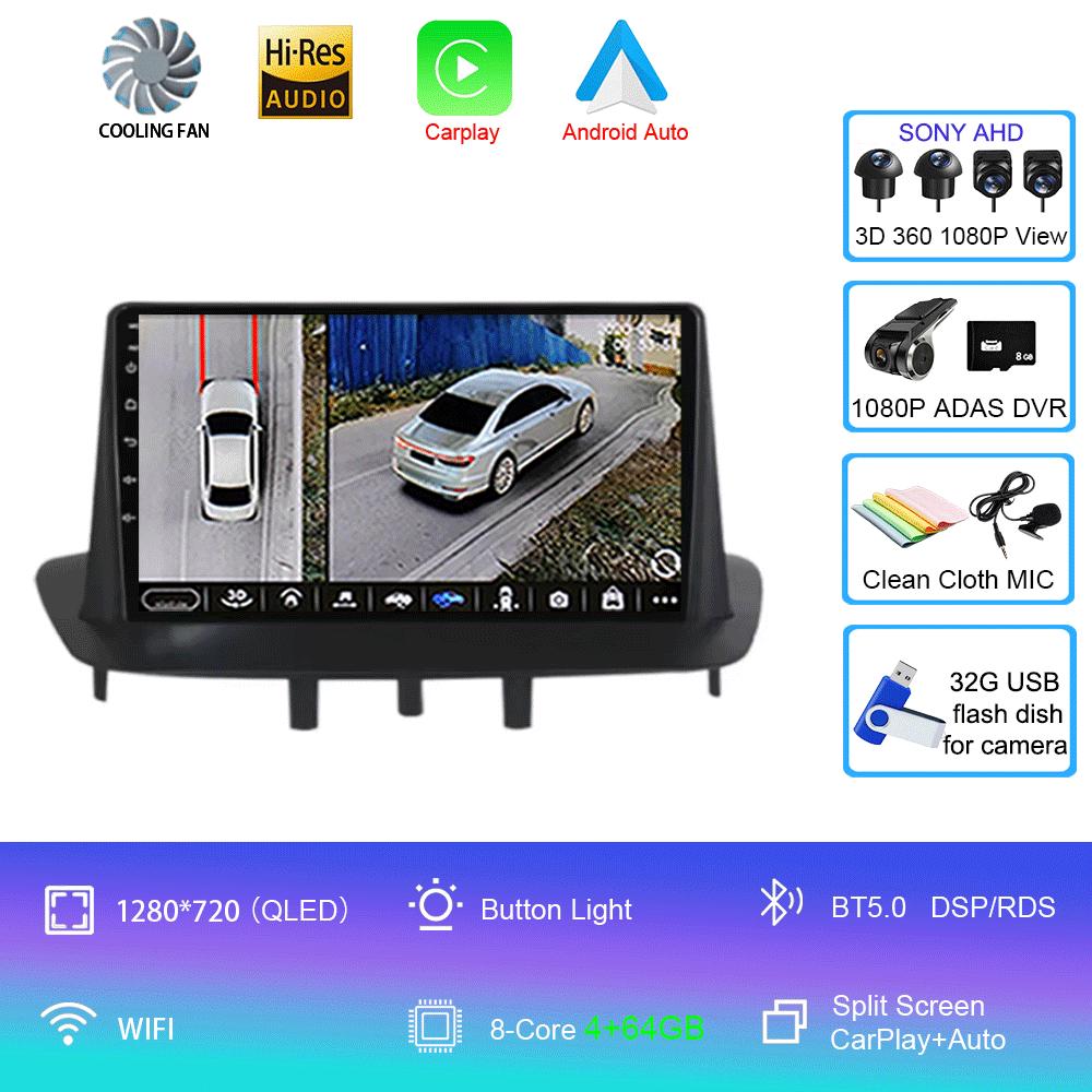 Автомобильное радио Android 14 для Renault Megane 3 Fluence 2008-2014 Мультимедийный видеоплеер Навигация Стерео DVD Carplay Головное устройство WIFI