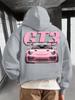 Streetwear trendy men's hooded sweatshirt with a unique GT3 car print. A hip-hop style casual and versatile men's hoodie perfect for autumn and winter