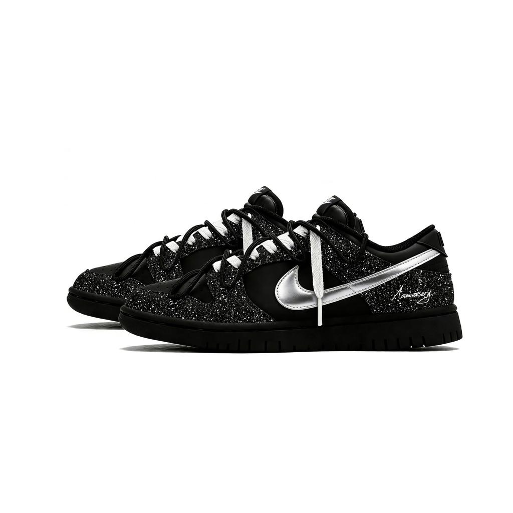 Nike Кроссовки Dunk Night Sky Baby's Breath 2.0 Низкие Скейтбордические Мужские Черно-Бело-Серебристые IO7606-010(Команда619-2.0)