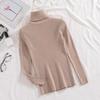 Women Knitted Base Top High Neck Long Sleeve Slim Shirt Solid Color Pullover Thin Sweater