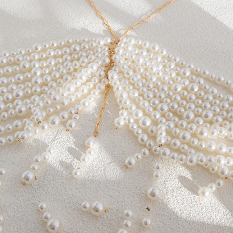 Multipurpose Pearls Embellished Body Chain Bra Beachwear Jewelry Accessory for Fashionable Women Ladies Daily Use