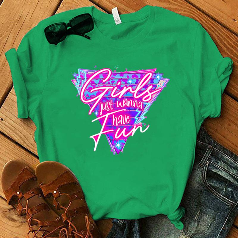 Новые смешные футболки с принтом 'Girls Just Wanna Have Fun', модные женские футболки с коротким рукавом, крутые летние повседневные топы
