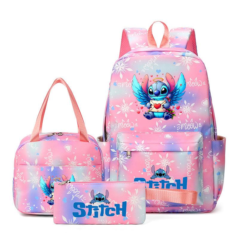 Рюкзак из трех частей Stitch для студентов (мужчин и женщин), Рюкзак с мультяшным принтом для кампуса, Большая вместительная сумка для путешествий и активного отдыха