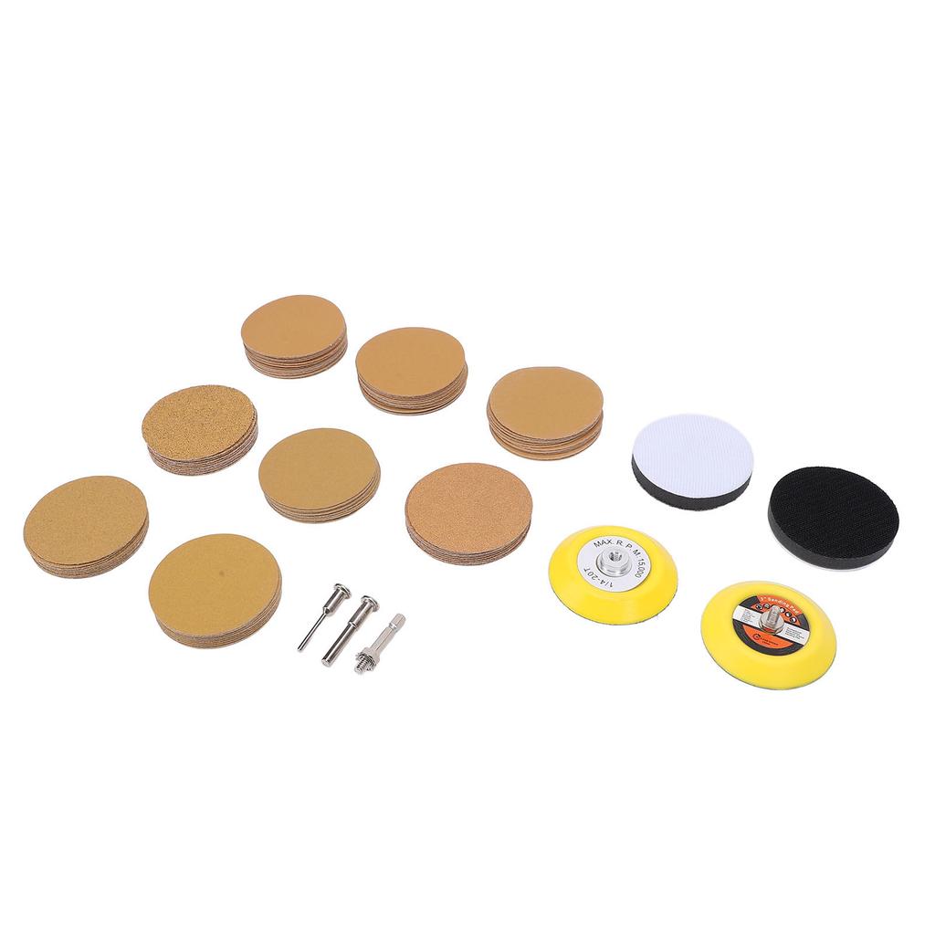 3-дюймовый набор для полировки шлифовальными дисками из золотой бумаги с надежной фиксацией, универсальный, зернистость от 40 до 800, шлифовальная машина