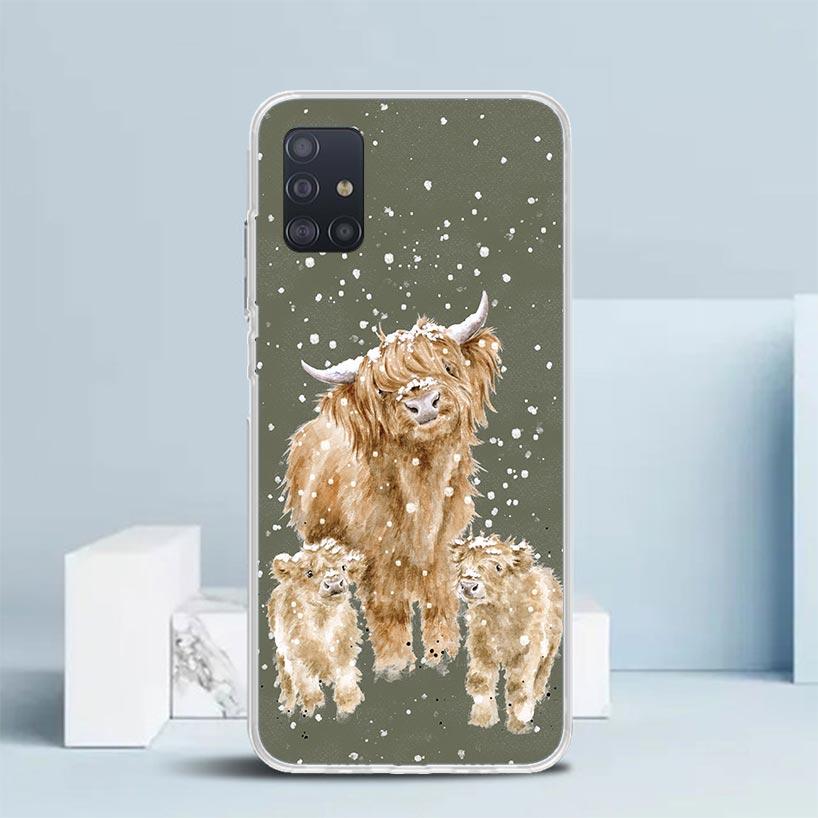 Cute Highland Cow Soft Cover for Samsung Galaxy A12 A22 A32 A52 A72 A02S Phone Case Note 20 Ultra 10 S10 Plus A51 A71 A50S A20S
