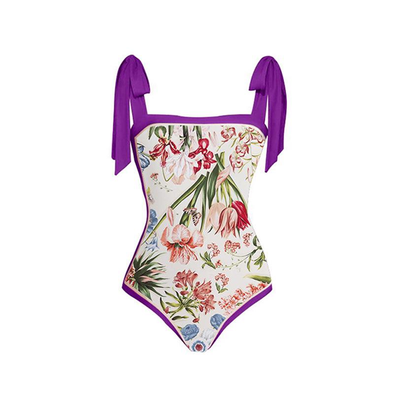 Консервативная тонкая газовая пляжная юбка с принтом и мясным покрытием Женский цельный купальник из двух частей