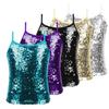 Girls Sparkle Sequins Dance Crop Top Sleeveless Camisole Tank Tops Jazz Performance Shirt Vest