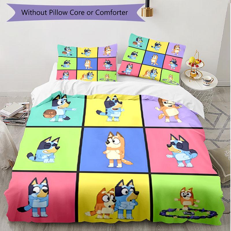3pcs Duvet Cover Set (1*Duvet Cover + 2*Pillowcase, Without Core), Bluey Print Soft All‑Season Bedding Set, Home Bedroom Decor Gift