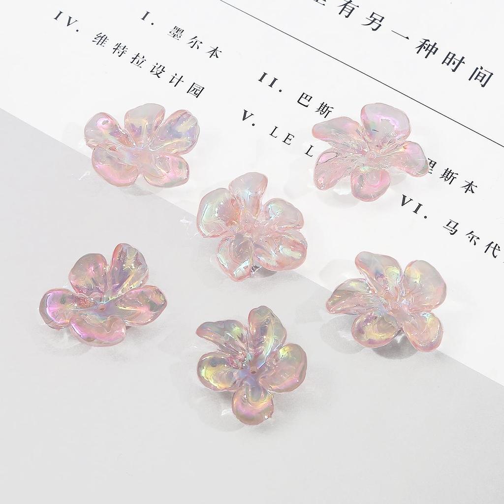 4pcs Acrylic Colorful Flowers Beads for DIY Jewelry Making Findings