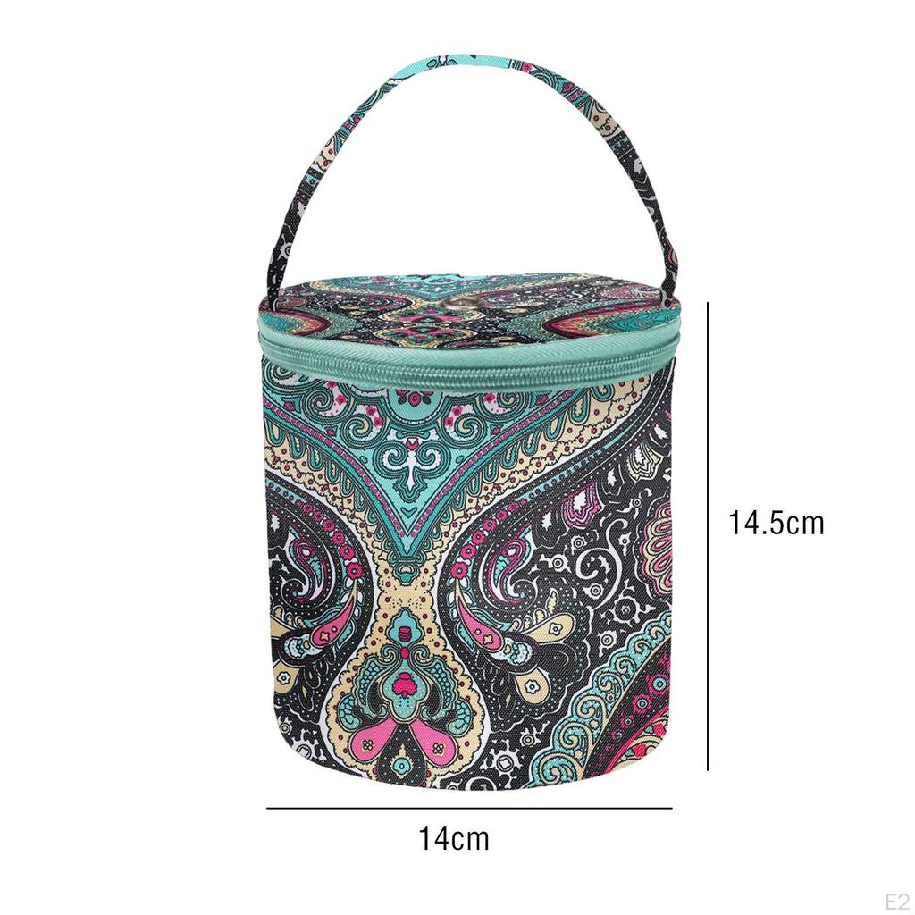 Yarn Bag for Crocheting Knitting Floral Printed Zipper Closure Storage Organizer