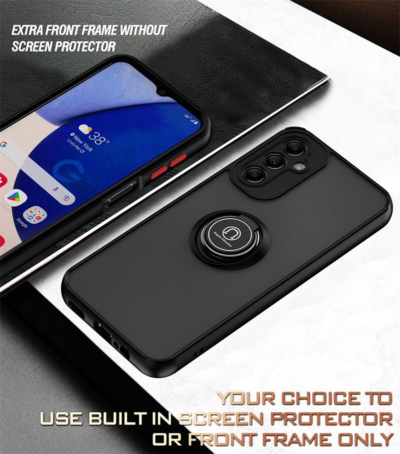 Противоударный бронированный матовый чехол для Samsung Galaxy A14 A24 A34 A54 A05 A05S A15 M14 M34 M54 5G автомобильный магнитный держатель кольцо подставка чехол