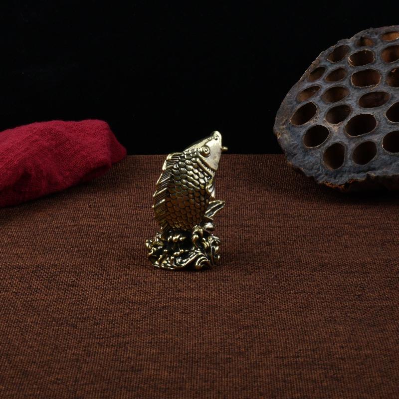 Латунная фигурка рыбки кои для дома, гостиной, офиса, чайного столика, чайный питомец, декор, ремесленное украшение