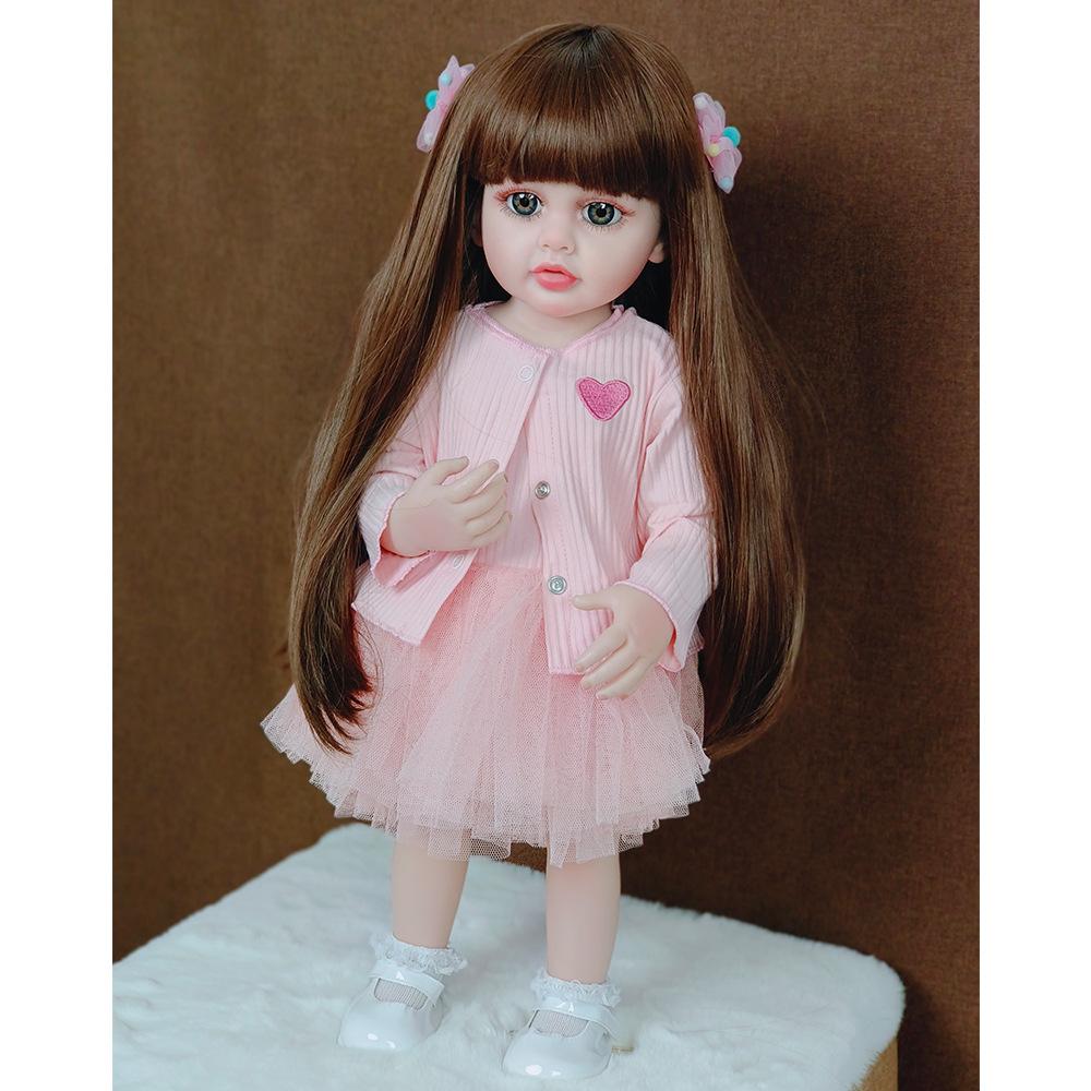 55 СМ Кукла Reborn Toddler Betty Wear Розовое Платье 22-дюймовое Полностью Силиконовое Тело Куклы Для Девочек Реалистичные Мягкие На ощупь Стоячая Кукла Возрождения Детская Игрушка Товарища