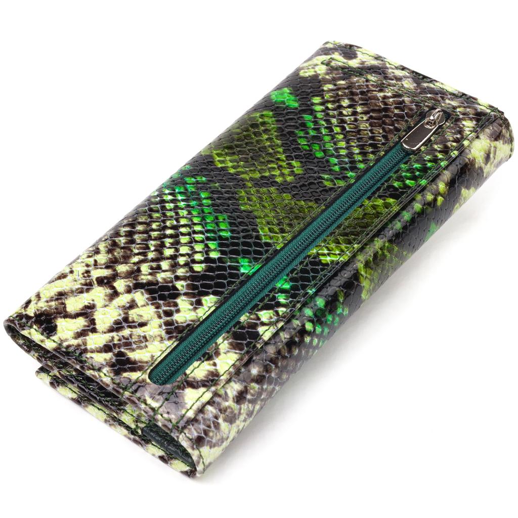 Beautiful Horizontal Women's Wallet Made of Genuine Leather with Snake Embossing CANPELLINI Wallet 21650 Multicolored