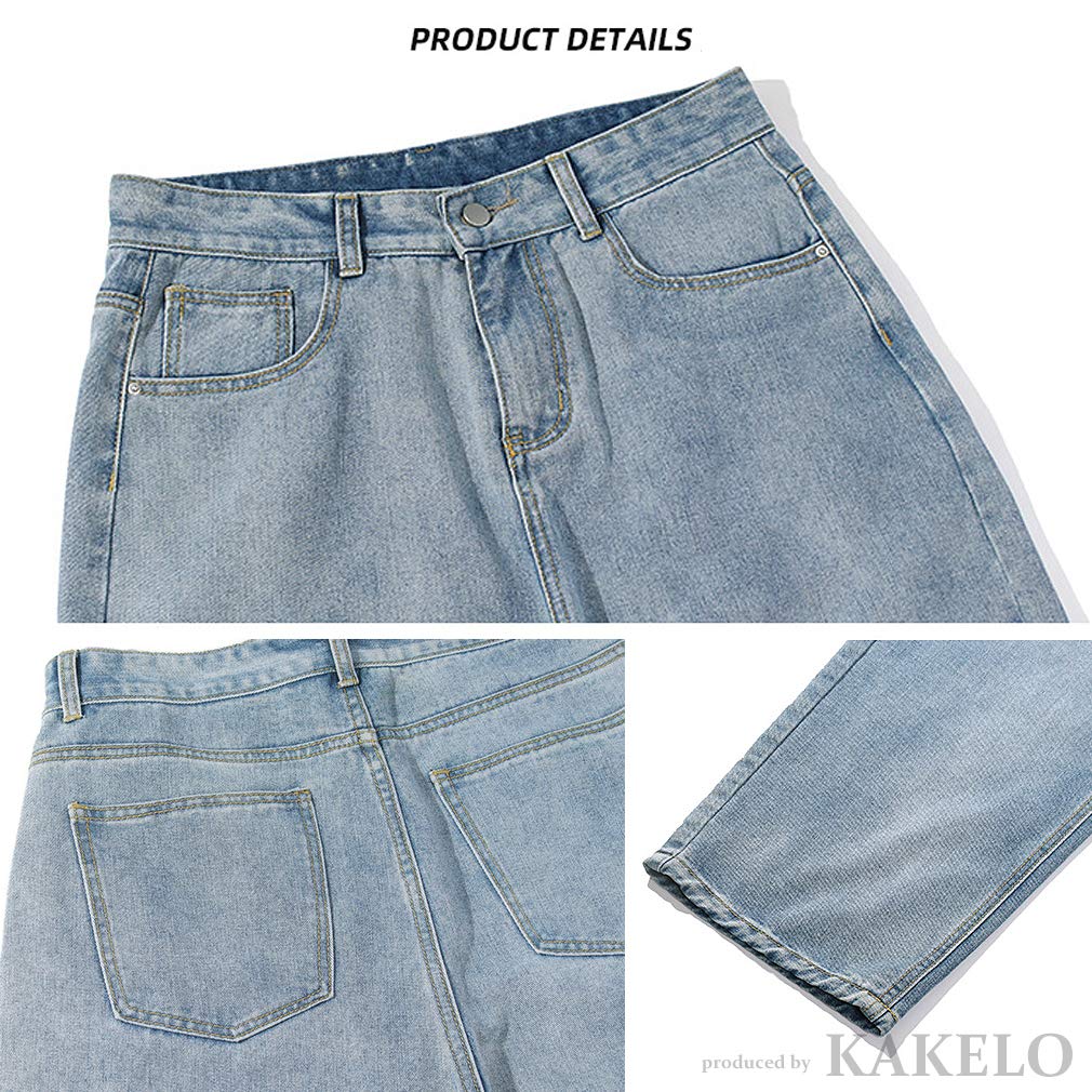 KAKELO Мужские Широкие Джинсы Деним, Свободный Крой, Удобная Посадка (02.Черный, Размер M)