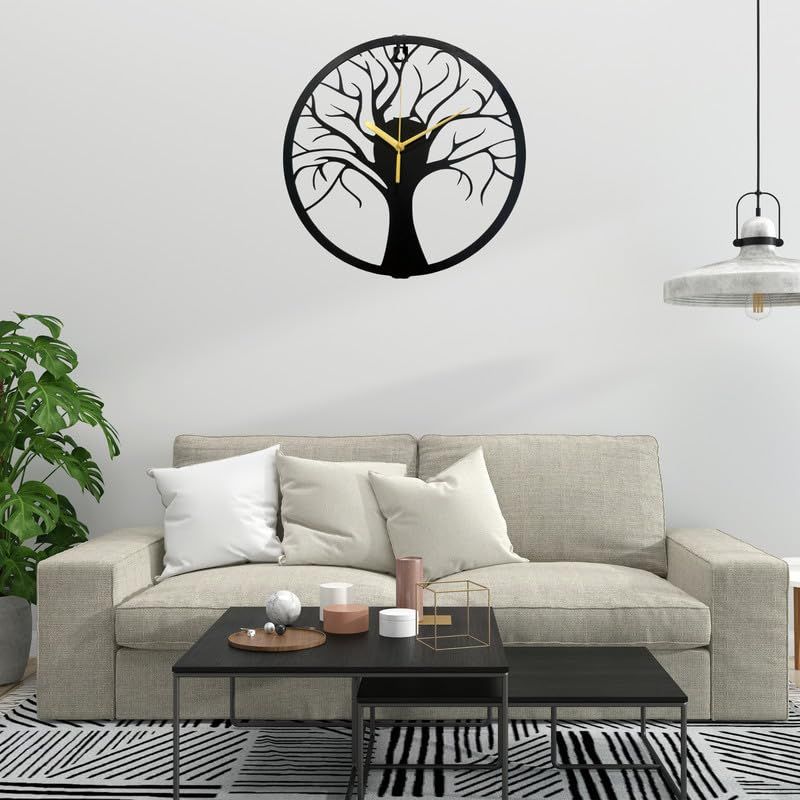 Stylish Modern Classic Design Wall Mount Clocks | Elegant 12-Inch Wall Hanging Timepiece for Home, Office, Living Room, Bedroom Decor (Tree Design)