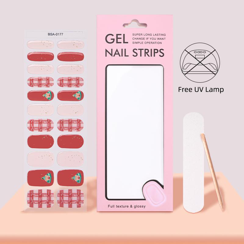 New Trends Christmas Fully Cured Gel Nail Stickers Easy Apply Nail Stickers Uv Free Gel