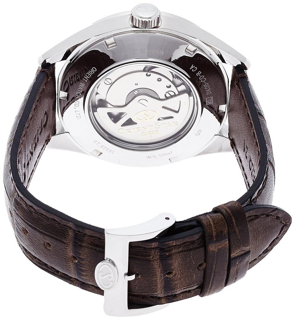 Часы ORIENT ORIENTSTAR механические с автоподзаводом коричневые серые WZ0201DK [Orient] полускелетон (Включен ручной завод) Мужской