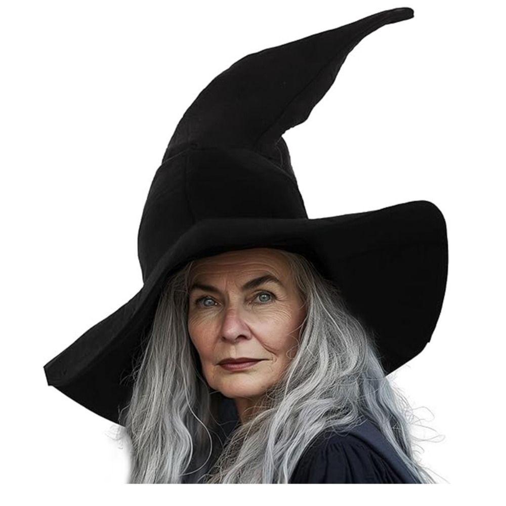 Headgear Wizard Black Hat Devil Cap Large Ruched Witch Hat Festivals Halloween Witch Hat  Adult
