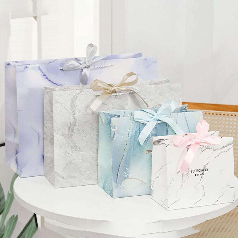Multi-size Marble Printing Gift Bag Marble Pattern Handhold Tote Gift Wrapping Bag