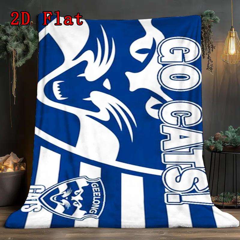 Geelong Cats 2D Flat Pattern Flannel Blanket High quality All Seasons Warmth and Comfort Perfect for Christmas Gifts.
