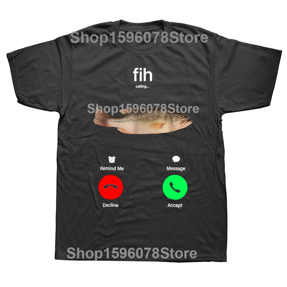 Funny Fih Call Call Me Back Fishing Graphic T-shirts Men Women's Fashion Casual Tshirt 100% Cotton Loose Oversized T Shirt