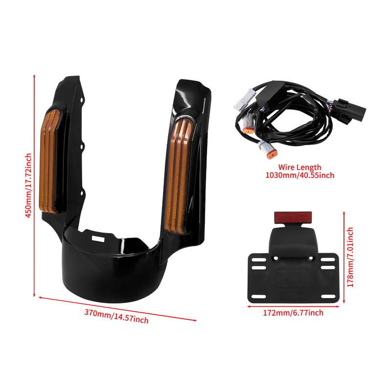 Motorcycle LED Rear Fender Extension Fascia For Harley Touring Electra Glide Street Road Glide Limited FLHR FLTRX 2014-2023 2024