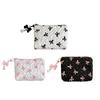 Bow Pendant Bow Cosmetic Bag Zipper Coin Purse Travel Wash Bag Balletcore Makeup Bag  Girls