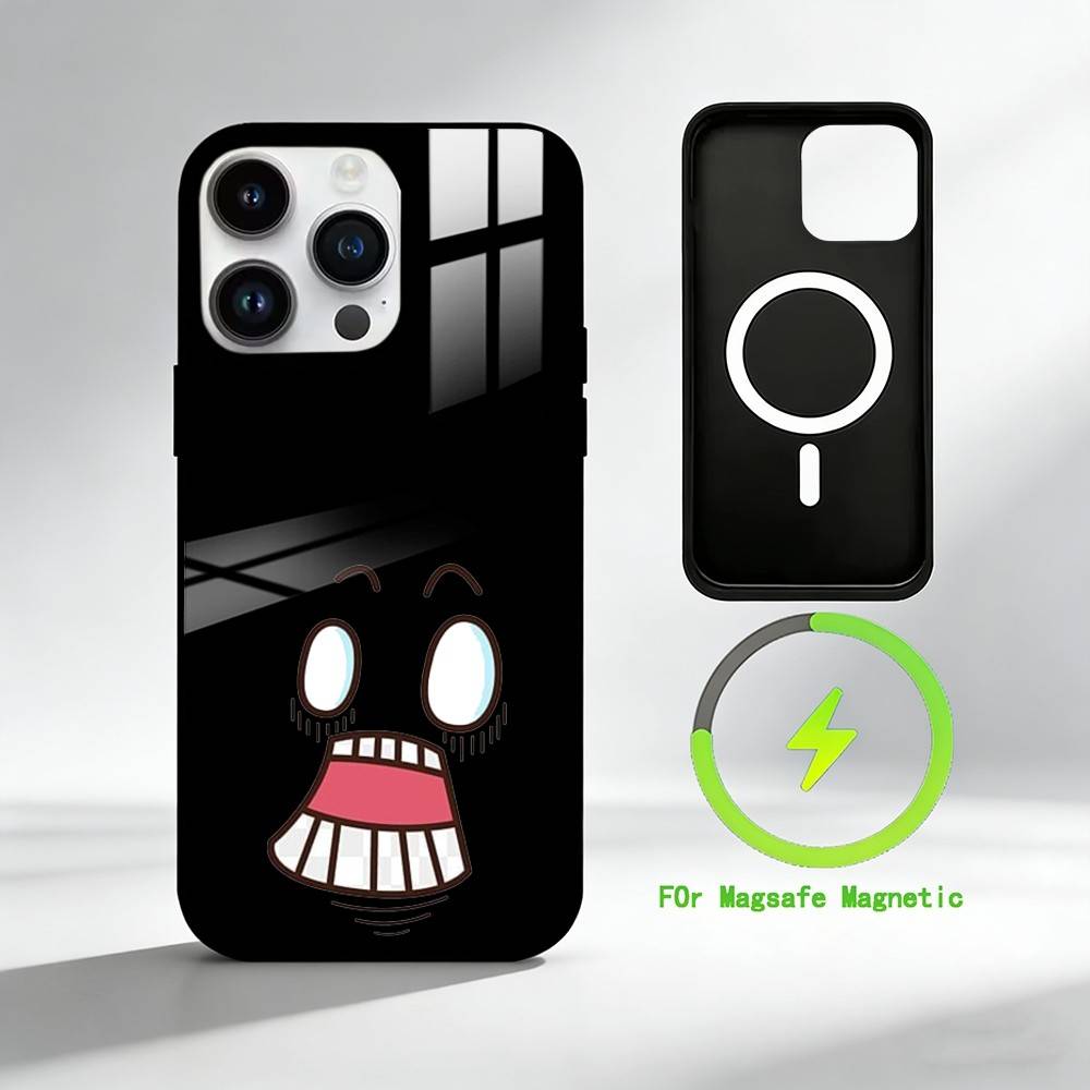 C-Cartoon expression Phone Case For iPhone 17 16 15 14 13 12 Pro Max Plus for Mirror Wireless Magnetic Cover