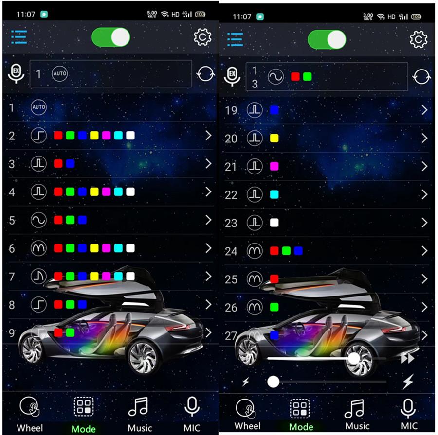 2Pcs Car Interior Lights Decorative Ambient Lamp Neon Atmosphere Light Strip