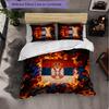 Serbia Pattern 3 Pieces Bedding Set Soft Microfiber Duvet Cover with Pillow Cases for Bedroom