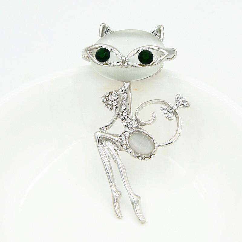 Популярная брошь с камнем «кошачий глаз» — милый дизайн в виде девушки-кошки для модных женских аксессуаров