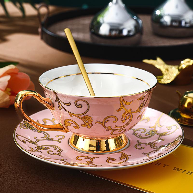 Элегантный кофейный набор из европейского костяного фарфора - Изысканный ретро подарок для послеобеденного чая