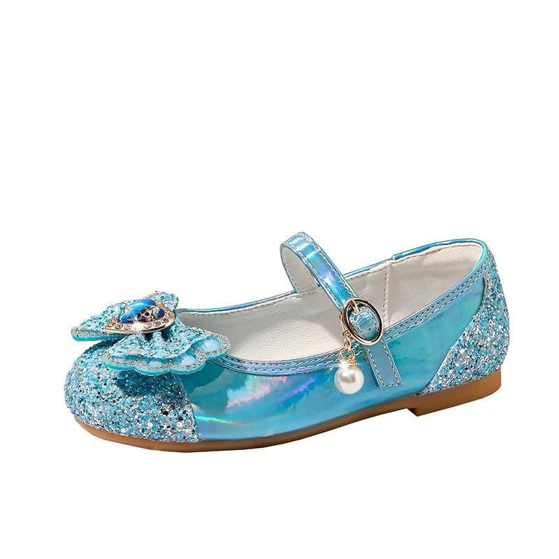 Girls Princess Dress Shoes Glitter Bow Crystal Soft Sole Piano Performance