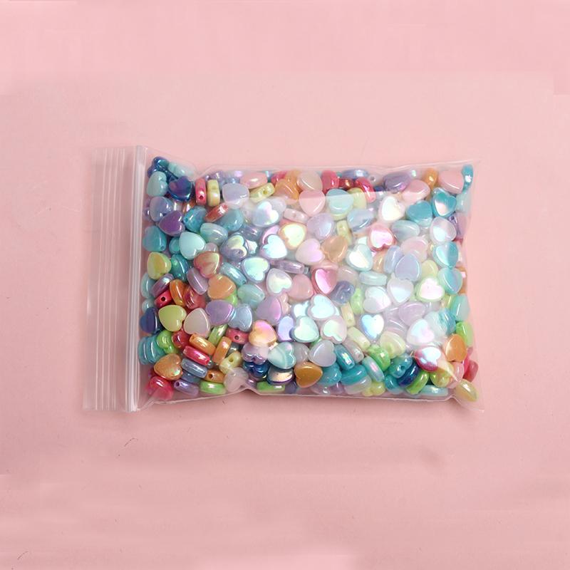 Home Kitchen AB Color Accessories Handmade Gifts Jewelry Making 250Pcs Heart Acrylic Beads DIY For
